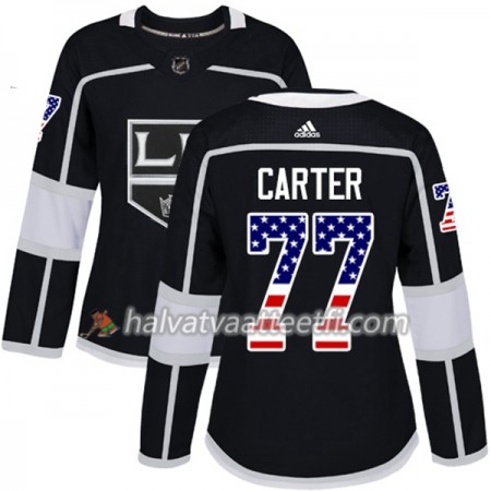 Naisten NHL Los Angeles Kings Pelipaita Jeff Carter 77 Adidas 2017-2018 Musta USA Flag Fashion Authentic